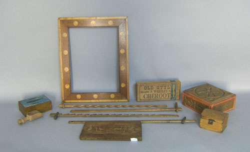 Appraisal: Woodenware to include trammels frame boxes etc Provenance Collection of