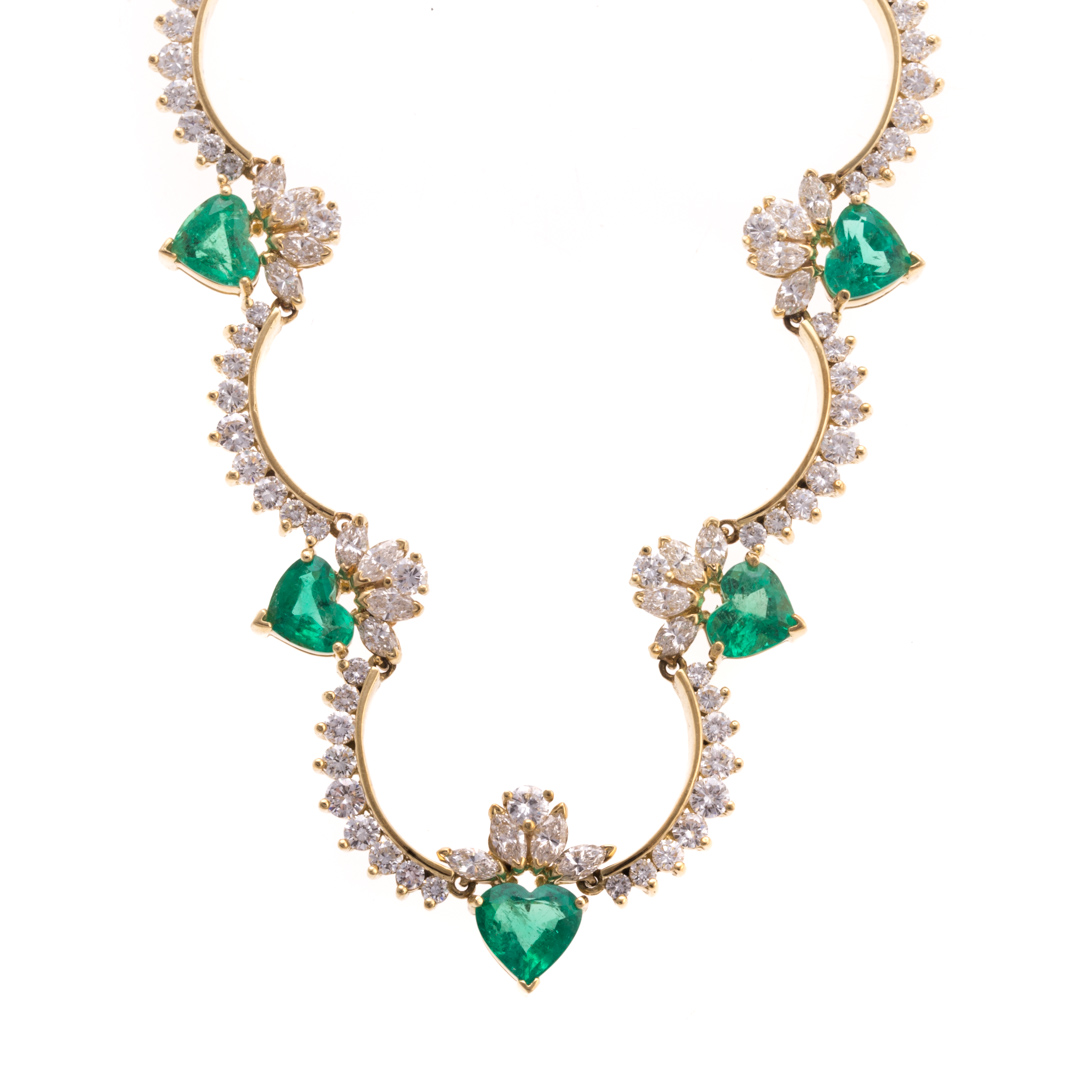 Appraisal: A Statement Emerald and Diamond Necklace in K K yellow