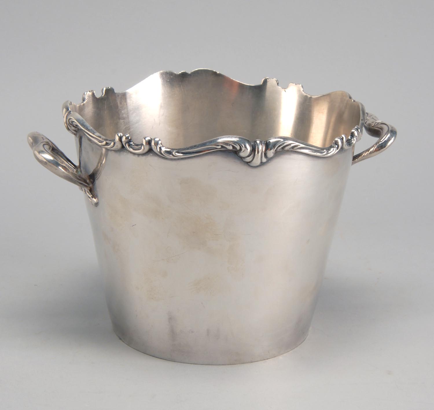 Appraisal: PERUVIAN SILVER ICE BUCKET In circular form with applied swirl