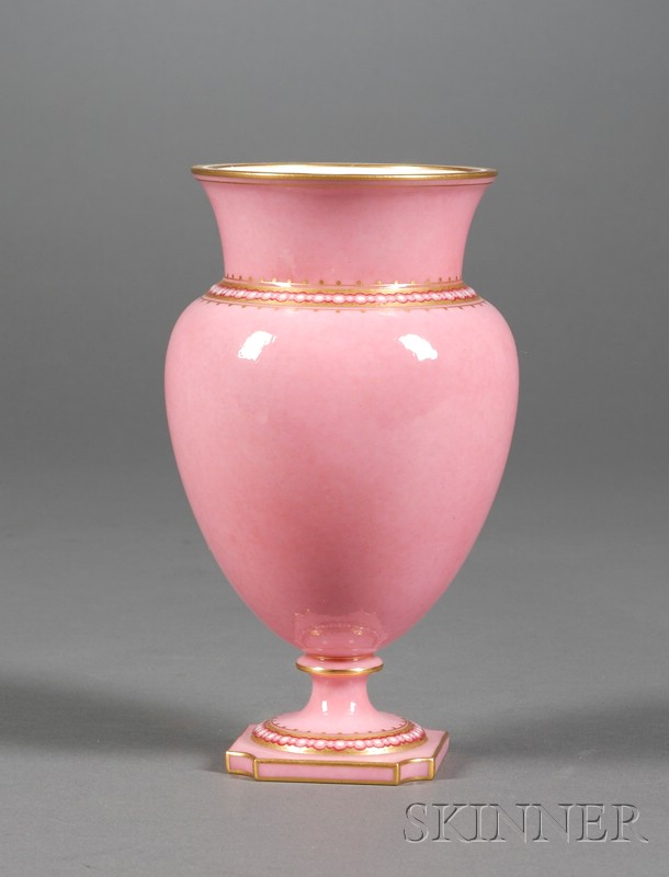 Appraisal: Sevres Porcelain Pink Ground Vase France c high shouldered the