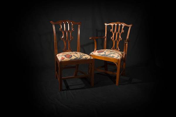 Appraisal: A set of eight George III style mahogany dining chairs