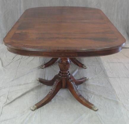 Appraisal: Mahogany Twin Pedestal Dining Table With leaves From a Stamford