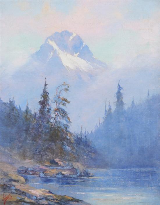 Appraisal: JULES B DAHLAGER American - ALASKAN MOUNTAIN LANDSCAPE WITH PINK