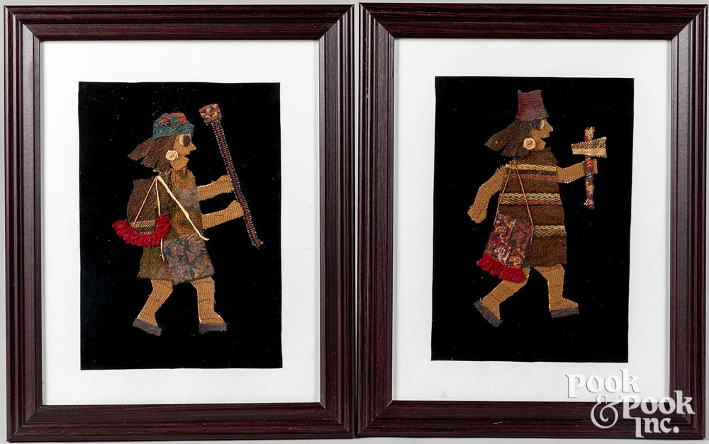 Appraisal: Group of framed Peruvian miniature textiles Group of framed Peruvian