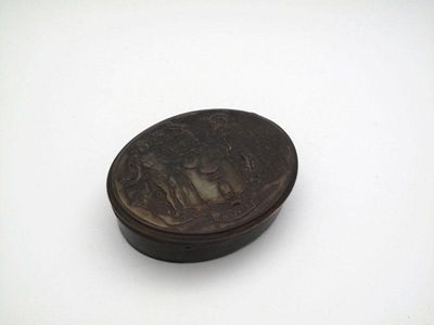 Appraisal: An th century pressed horn snuff box signed F Baker