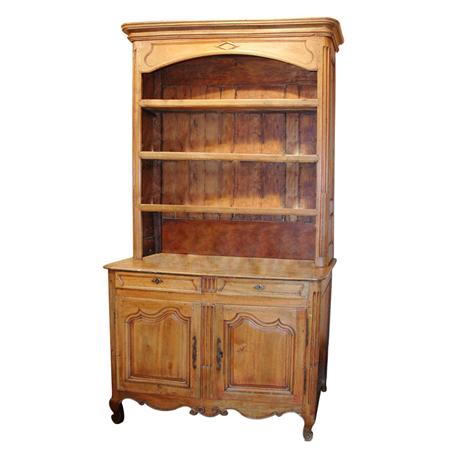 Appraisal: Provincial Louis XV Style Walnut Buffet a Deux Corps Height