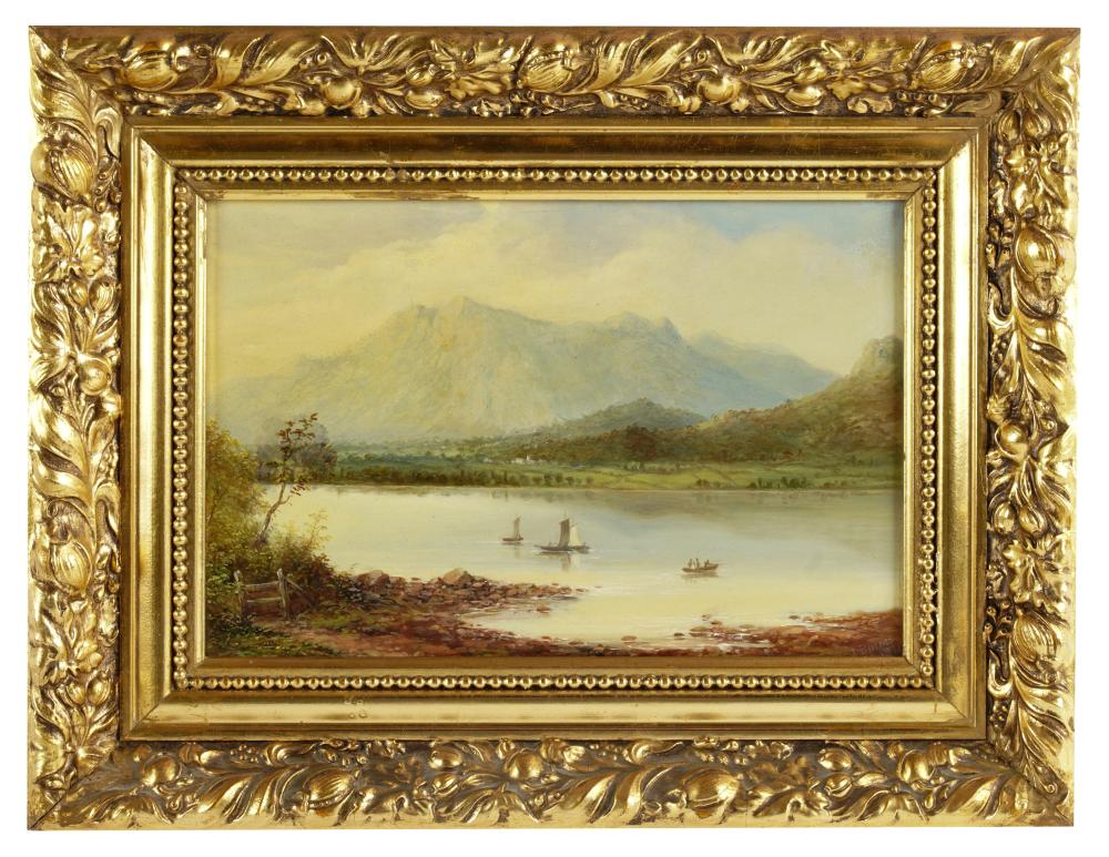 Appraisal: JAMES BURRAS BRITISH TH C LAKE MOUNTAIN SCENERY oil on