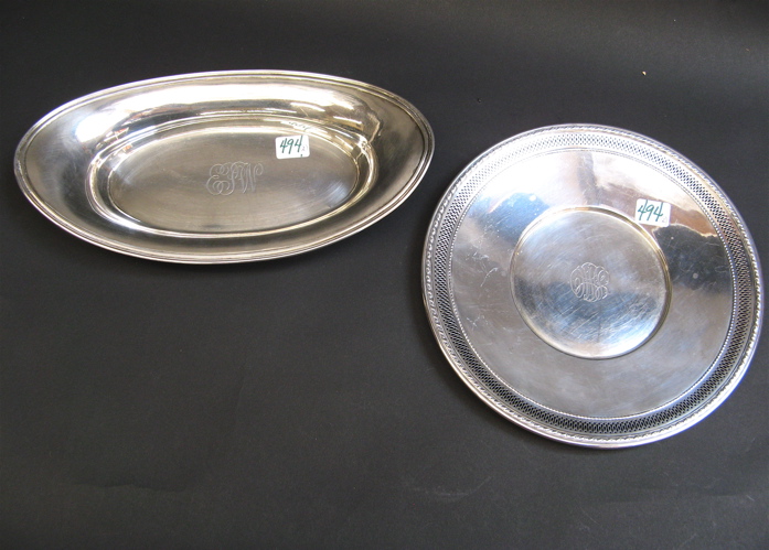 Appraisal: TWO AMERICAN STERLING SILVER SERVING PIECES Gorham round tray with