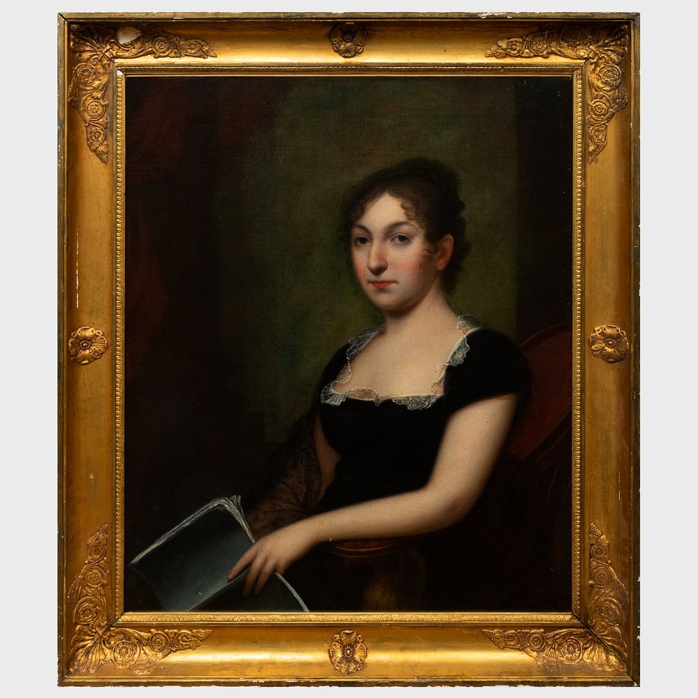 Appraisal: American School Portrait of a Lady Oil on canvas unsigned