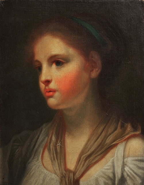 Appraisal: TH CENTURY ENGLISH SCHOOLBust length portrait of a young girl