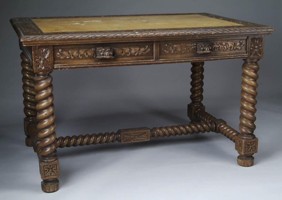 Appraisal: LAVISHLY CARVED JACOBIAN STYLE TWO DRAWER DESK OR LIBRARY TABLE