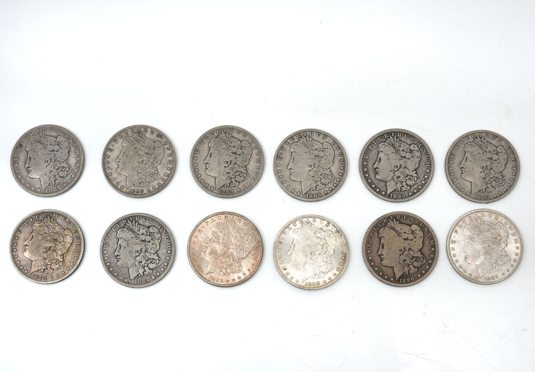 Appraisal: PIECE MORGAN AND PEACE SILVER DOLLARS Comprising - - -