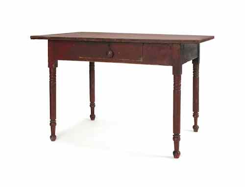 Appraisal: Pennsylvania Sheraton pine tavern table ca retaining an old red