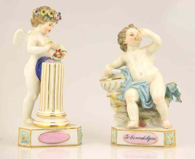 Appraisal: A pair of th Century Meissen figures of cherubs entitled