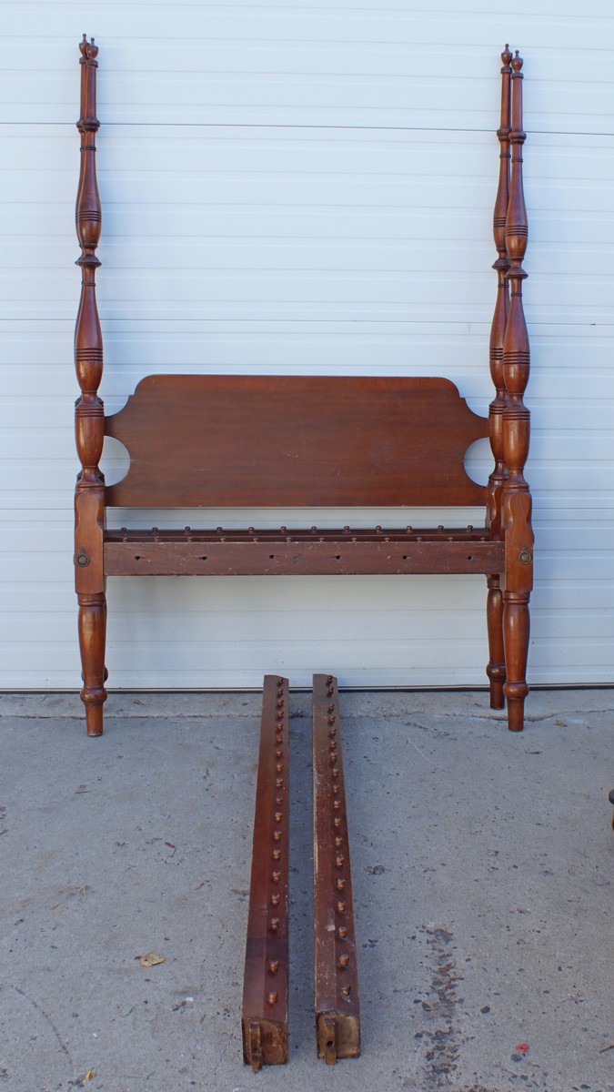 Appraisal: American Pine -Poster Rope Bed h long deep