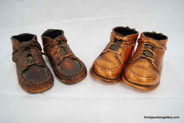 Appraisal: Pair of Vintage Bronze Baby ShoesThis is for pair of