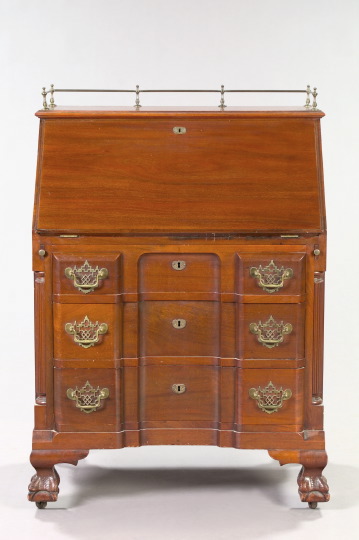 Appraisal: George III-Style Mahogany Bureau second quarter th century the top