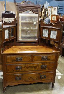 Appraisal: Edwardian ladies dressing chest Edwardian ladies walnut dressing chest having