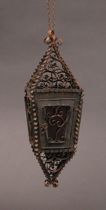 Appraisal: Arts Crafts Style Lantern Wrought iron or tin lantern with