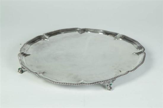 Appraisal: SILVERPLATE TRAY European late th-early th century Scalloped and gadrooned