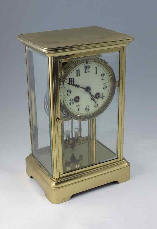 Appraisal: FRENCH VINCENTI CRYSTAL REGULATOR CLOCK Brass case with beveled glass