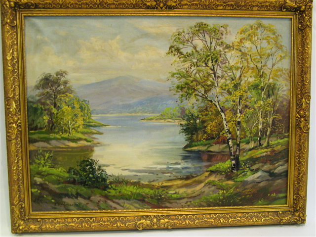 Appraisal: E REDMAN OIL ON CANVAS American th century Mountain landscape