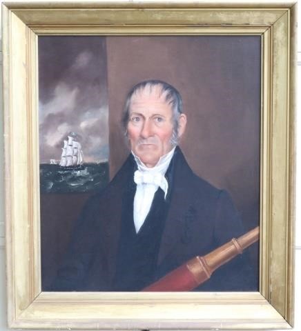 Appraisal: CA AMERICAN OIL PAINTING ON CANVAS PORTRAIT OF A SEA