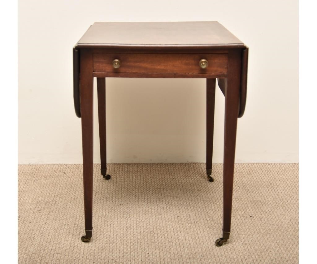 Appraisal: Georgian mahogany Pembroke table circa with single drawer and brass