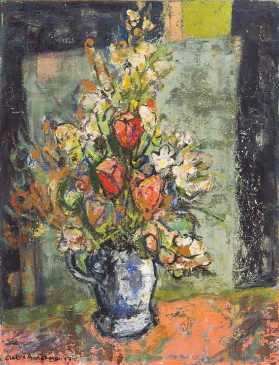 Appraisal: Gladys Armstrong American th century Still Life with Flowers oil