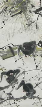 Appraisal: Chen Wen Hsi Wenxi Chinese - Three Monkeys Watercolor and