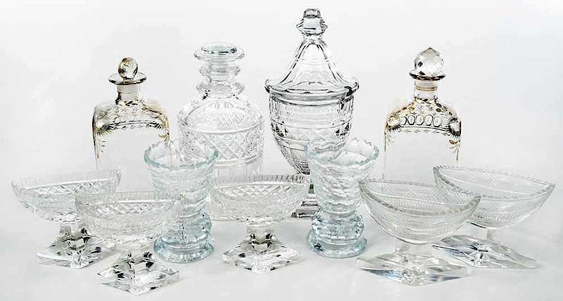 Appraisal: Eleven Cut and Blown Glass Table Accessories th century five