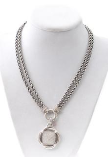 Appraisal: David Yurman Sterling Diamond Wheat Necklace David Yurman American founded