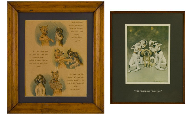 Appraisal: x dog prints old Louis Wain George Studdy rare early