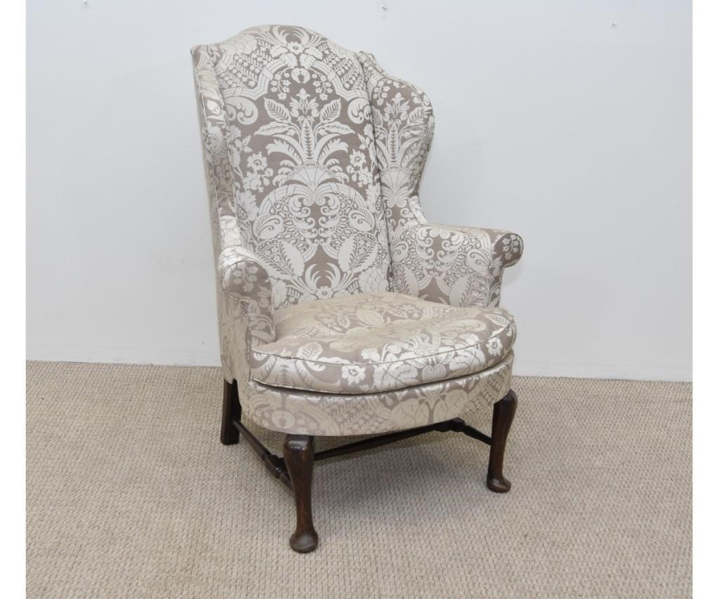 Appraisal: English Queen Anne oak wingback chair th c h x