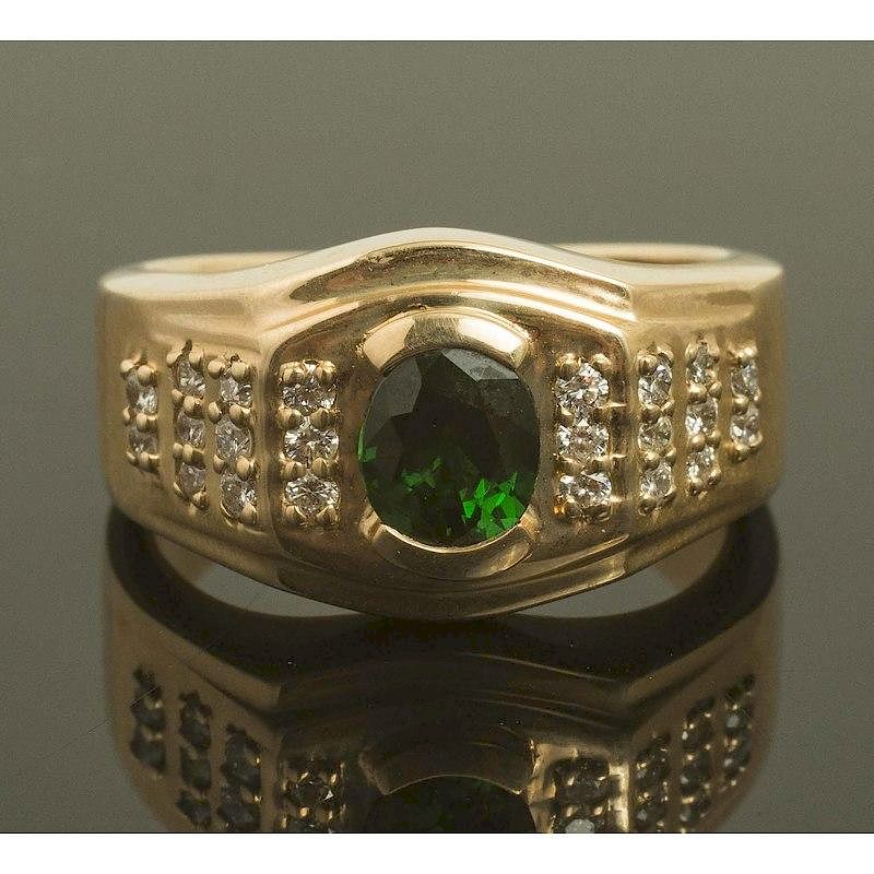 Appraisal: Chrome Diopside Diamond k Gold RIng k yellow gold ring