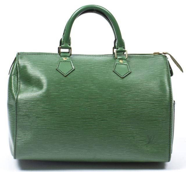 Appraisal: Louis Vuitton Speedy handbag in green Epi leather with brass