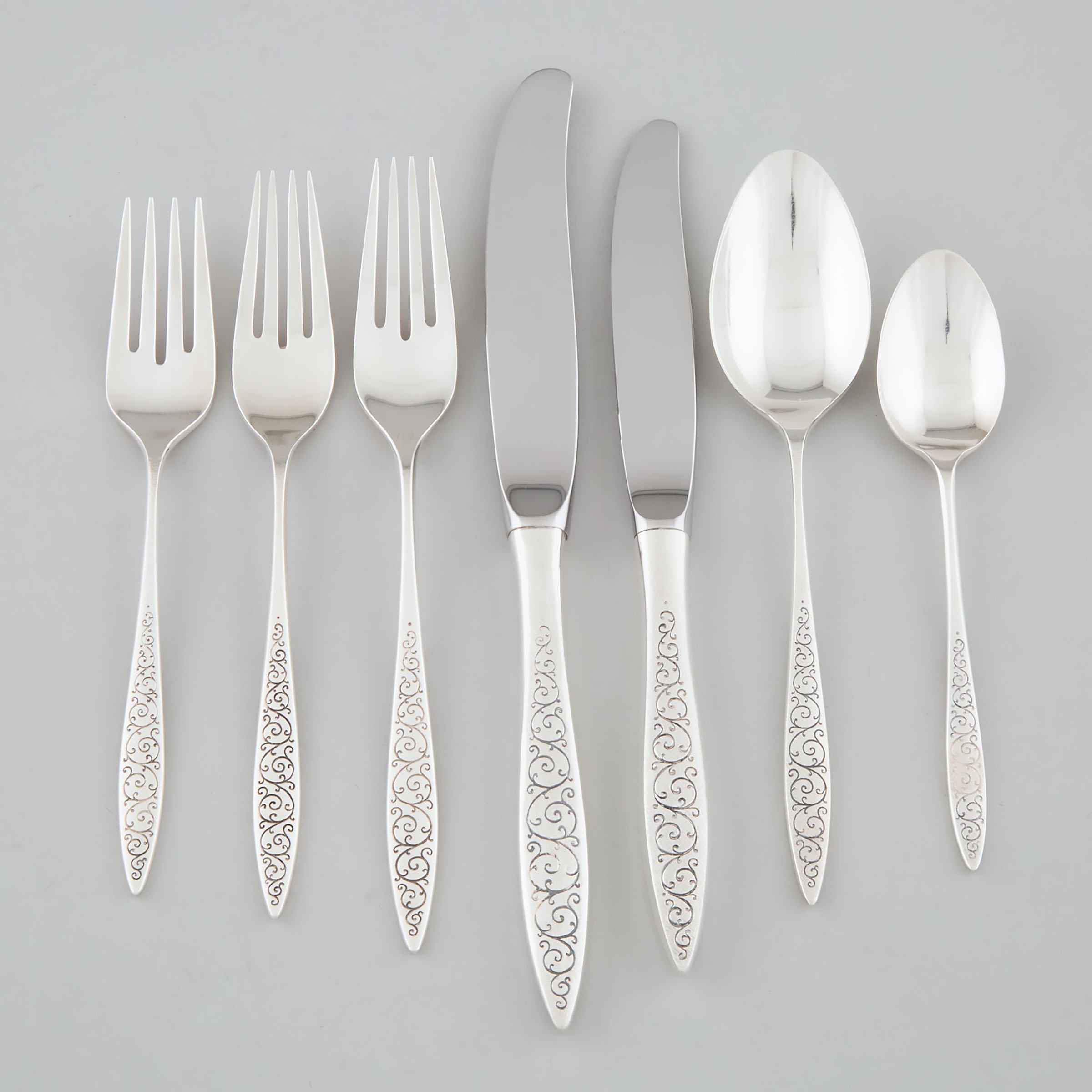 Appraisal: American Silver Spanish Lace Pattern Flatware Wallace Silversmiths Wallingford Ct