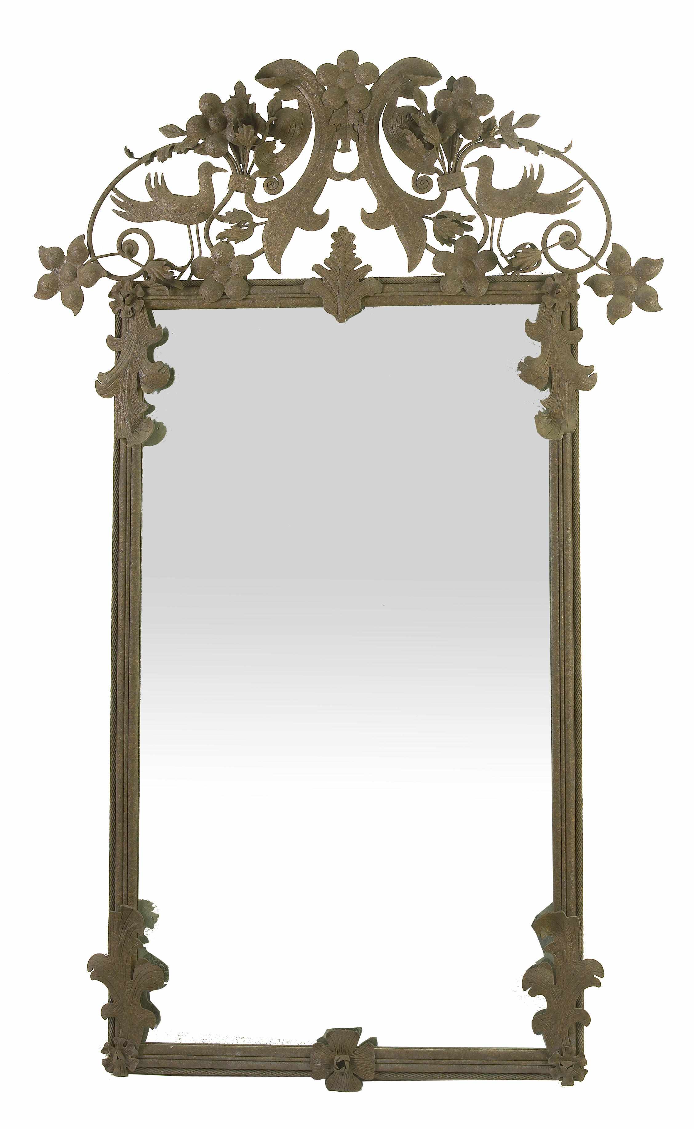 Appraisal: A Rococo style wrought iron mirror height in width in