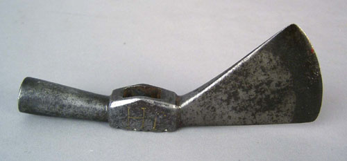 Appraisal: Wrought iron belt axe head early th c with brass