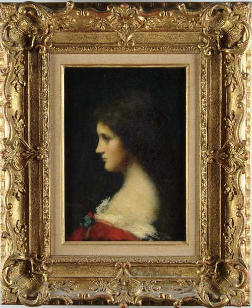 Appraisal: JEAN-JACQUES HENNER French - YOUNG GIRL Oil on canvas shoulder