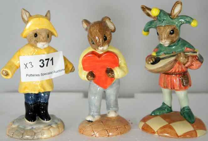 Appraisal: Royal Doulton Bunnykins Figures The Jester DB Rainy Day DB