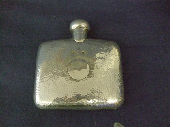 Appraisal: Edward VII silver curved hip flask with hammered decoration Birmingham