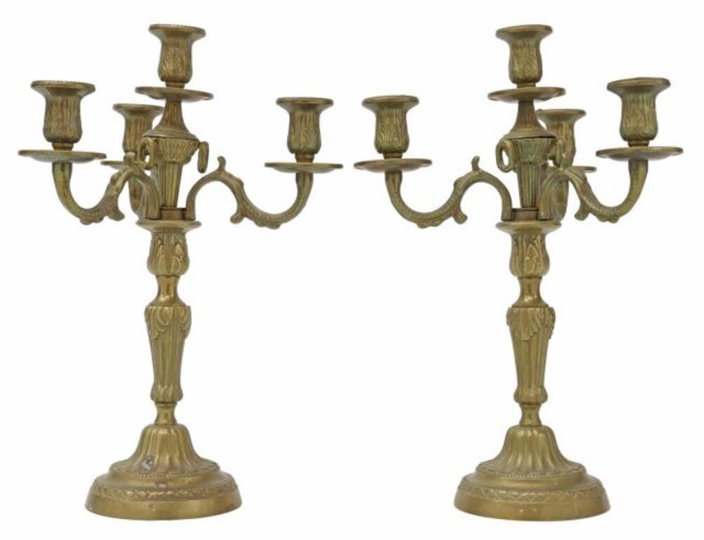 Appraisal: pair French gilt metal candelabra early th c four candle