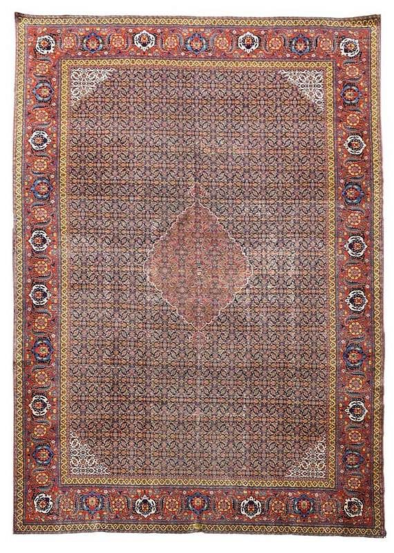 Appraisal: Tabriz Carpet Persian circa diamond shaped central medallion with blue