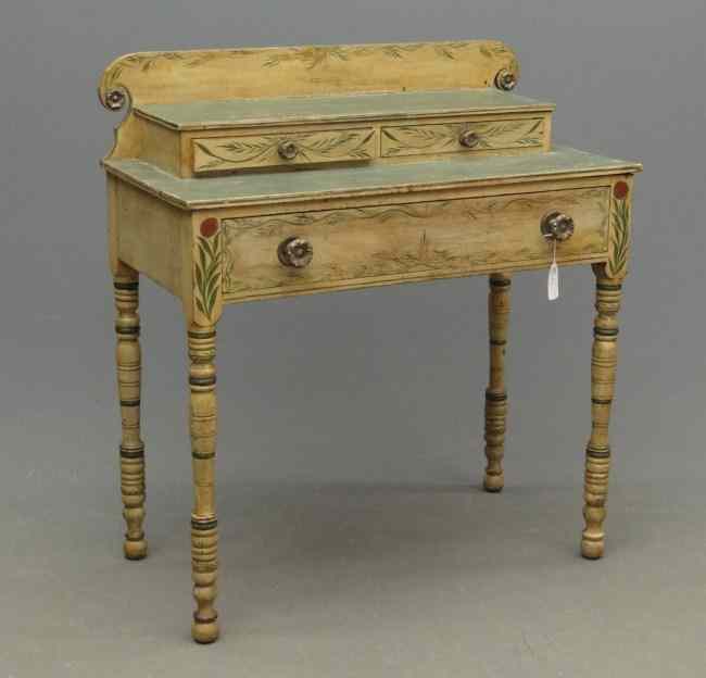 Appraisal: th c paint decorated Vermont dressing table Top right drawer