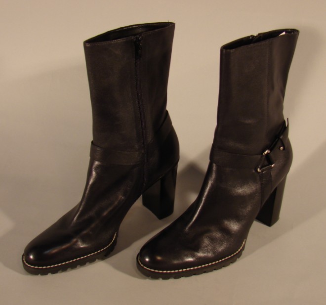 Appraisal: These black leather boots are - tall and are size