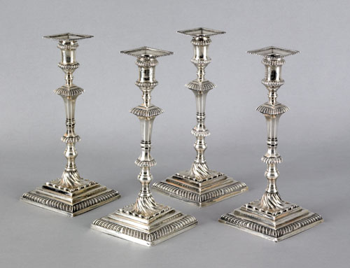 Appraisal: Set of English silver candlesticks - bearing the touch of