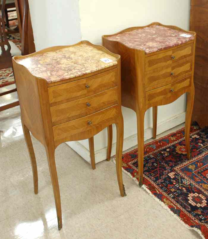 Appraisal: PAIR OF LOUIS XV STYLE TABLES EN CHIFFONIERE French early