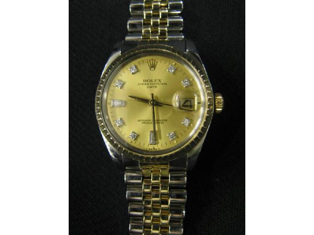 Appraisal: Rolex Man's Gold Stainless Wristwatch diamond dial a fine estate