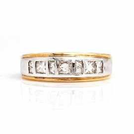 Appraisal: A bi-tone ct gold eleven princess cut diamond ring estimated